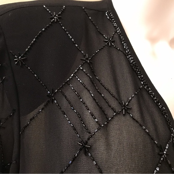 RM Richards Sheer Black Beaded Open Front Jacket NEW Size 18 2X Elegant Glamour - Picture 5 of 13